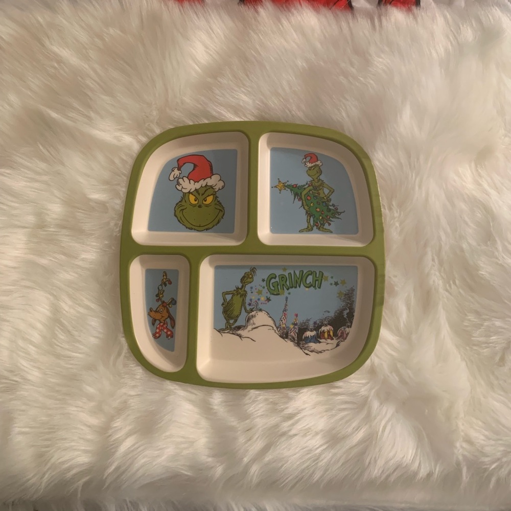 Dr Seuss Grinch Kids sectional plates/dishes (set of 2)